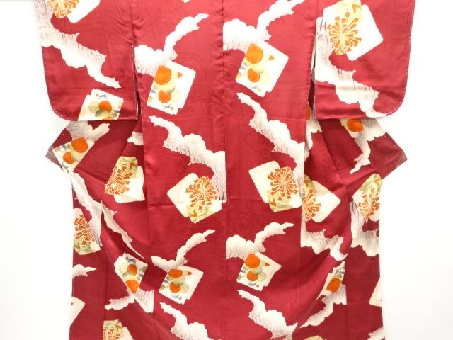 JAPANESE KIMONO / ANTIQUE KIMONO / TAISHO ROMAN STYLE / MON KINSHA / SHIKISHI PATTERN